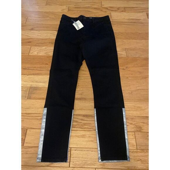 NWT ASOS Design, women's black straight leg, with silver accented leg size 30 - Picture 1 of 9